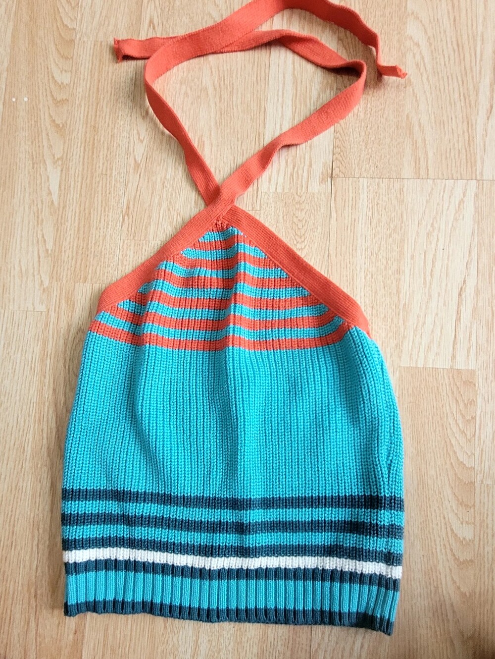 ZARA-Multi Colored Knit Striped Halter Short Tank Top Sz S